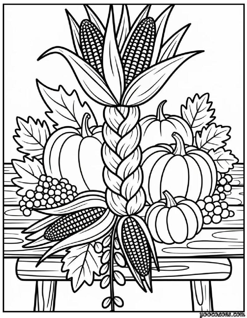 Thanksgiving Coloring Pages for Adults – Mindful, Modern & Perfect for Cozy Fall Nights 4 Corn Husk Braid.webp pdf