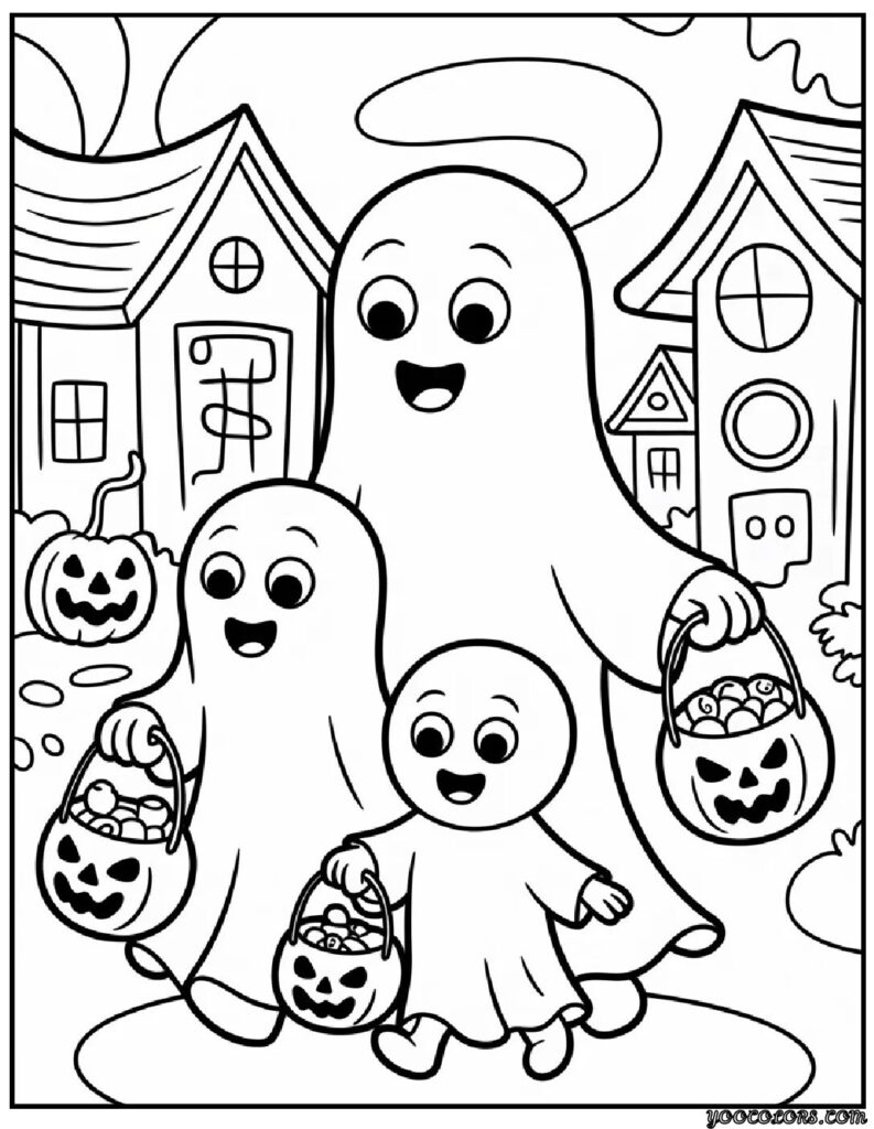 Cute Halloween Ghost Coloring Pages – Free & Fun Printables for Kids 7 Cute Halloween Ghost Coloring Pages ghost family trick or treat.webp pdf