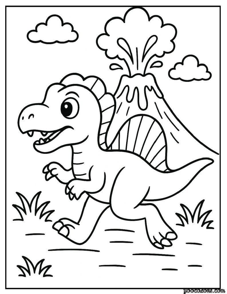 Dinosaur Coloring Pages Spinosaurus – Free & Printable Fun 7 Dinosaur Coloring Pages Spinosaurus Spinosaurus in a Volcano Scene pdf