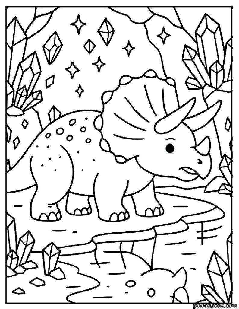 Dinosaur Coloring Pages Triceratops – Fun Free Printables for All Ages 9 Dinosaur Coloring Pages Triceratops Crystal Cave Triceratops pdf