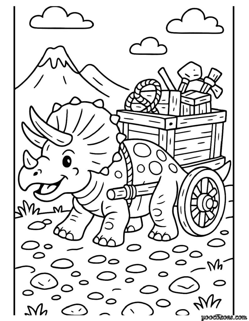 Dinosaur Coloring Pages Triceratops – Fun Free Printables for All Ages 14 Dinosaur Coloring Pages Triceratops Stone Cart Triceratops pdf