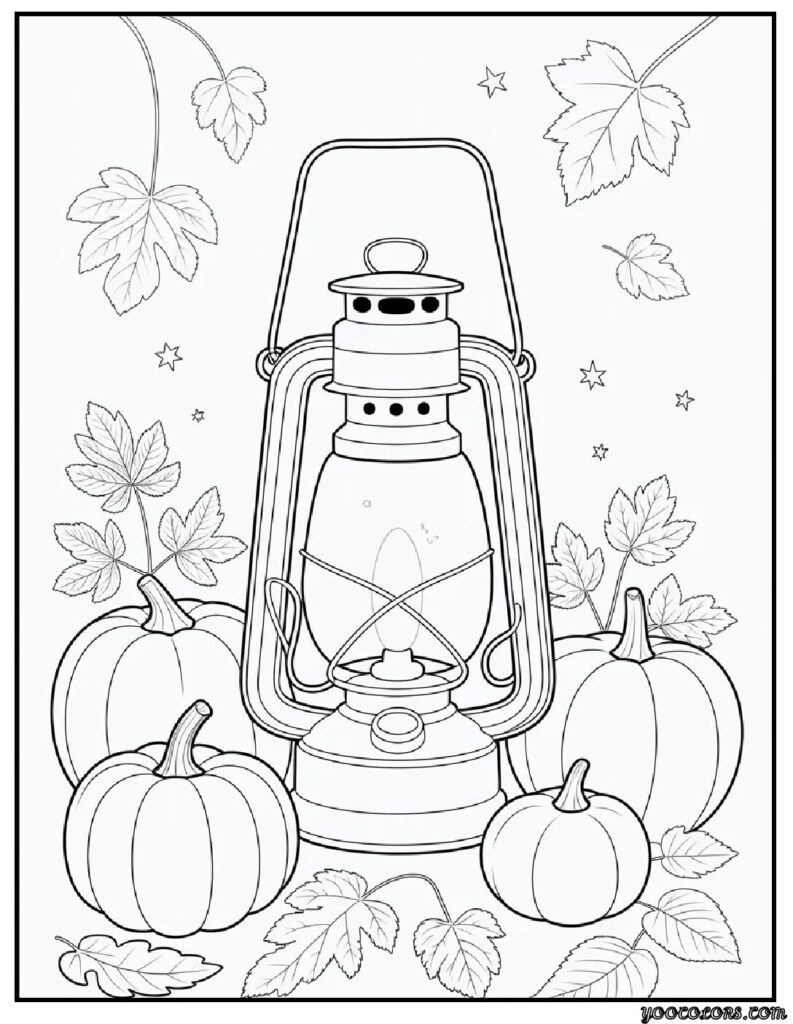 Fall Coloring Sheets: Fun, Cozy, and Printable Autumn Activities 14 Fall Coloring Sheets fall lentern night scene.webp pdf