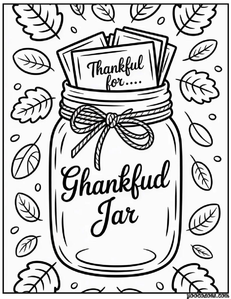 Thanksgiving Coloring Pages Free – Fun, Printable, and Creative for the Holiday Season 9 Gratitude Jar.webp pdf