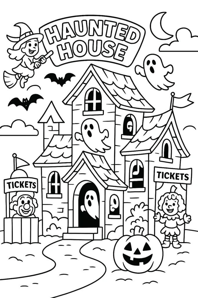 Halloween Coloring Pages Haunted House – Free Printables & Spooky Fun 2 halloween Coloring Pages haunted house