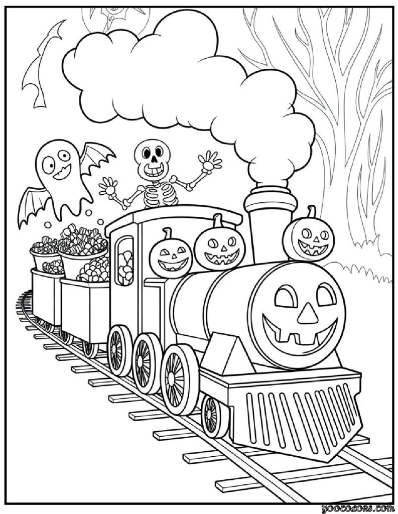 Halloween Coloring Sheets Free – Printable & Fun for Kids and Families 12 Halloween Coloring Sheets Free halloween train adventure 2.webp pdf