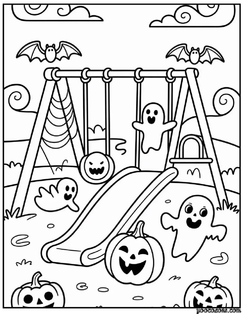 Halloween Coloring Sheets Free – Printable & Fun for Kids and Families 10 Halloween Coloring Sheets Free haunted play ground.webp pdf