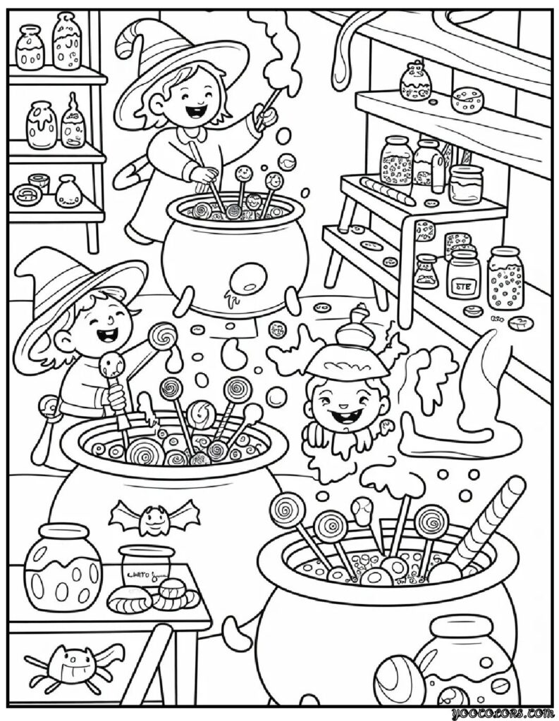 Halloween Coloring Sheets Free – Printable & Fun for Kids and Families 3 Halloween Coloring Sheets Free witchs candy lab.webp pdf