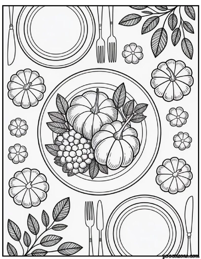 Thanksgiving Coloring Pages Printable – Free, Fun, and Festive Ideas for Kids & Adults 5 Harvest Table Overhead.webp pdf