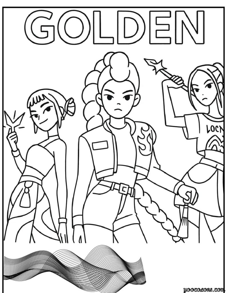 Kpop Demon Hunters Coloring Pages – Free, Cute & Easy Designs 5 Kpop Demon Hunters golden.webp pdf