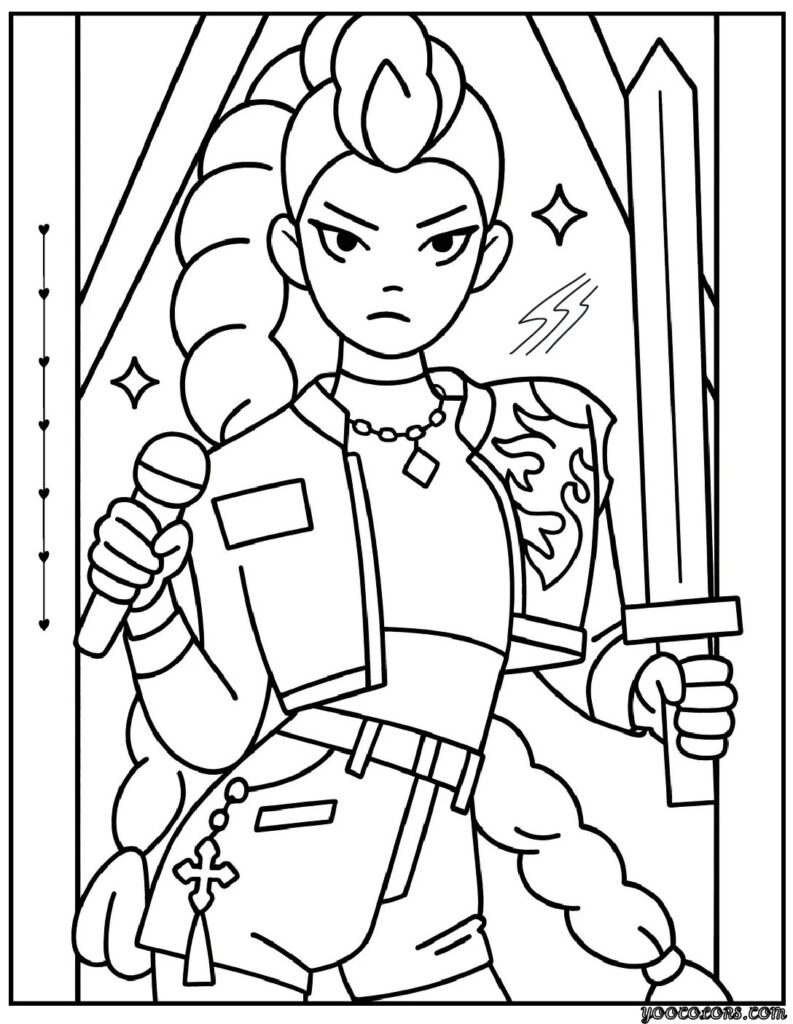 Kpop Demon Hunters Coloring Pages – Free, Cute & Easy Designs 4 Kpop Demon Hunters rumi.webp pdf