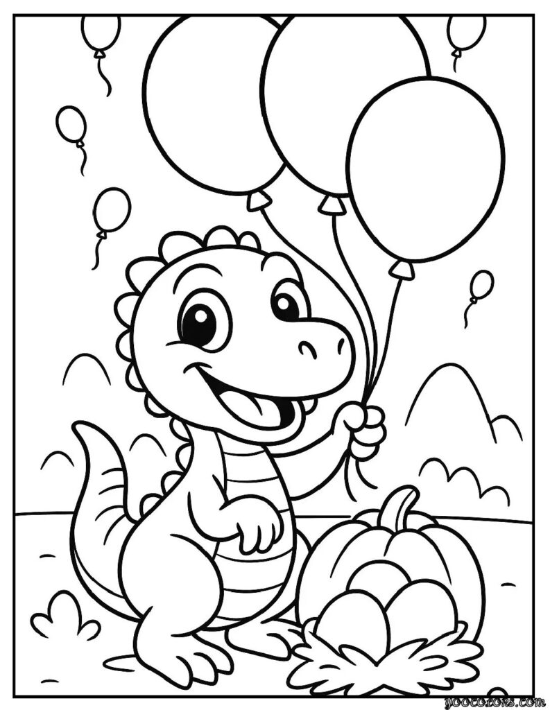 Raptor Dinosaur Coloring Pages | Fun, Educational & Printable 18 Raptor Dinosaur Coloring Pages velociraptor holding baloons 1 pdf