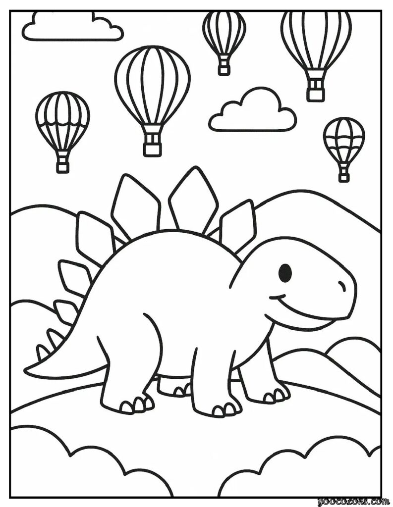 Stegosaurus Coloring Page: Fun, Creative, and Educational Dinosaur Printables 3 Stegosaurus coloring pages Stegosaurus with Hot Air Balloons pdf