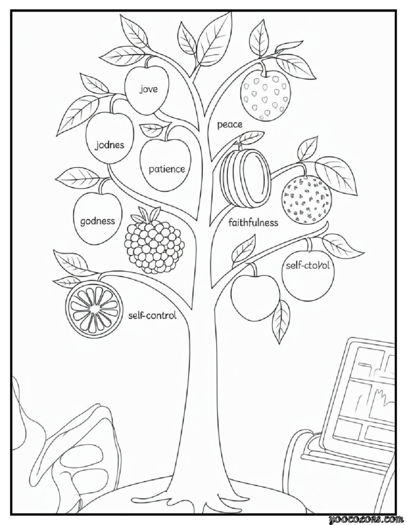 Sunday School Free Printable Bible Coloring Pages PDF 9 Sunday School Free Printable Bible Coloring Pages PDF Fruits of the Spirit Tree.png pdf