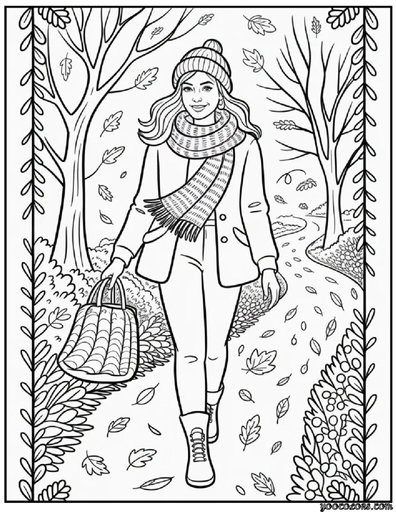 Adult Coloring Pages Fall: Relax, Create, and Celebrate Autumn 11 adult coloring pages fall Cozy Fall Fashion Illustration 3.webp 3 pdf