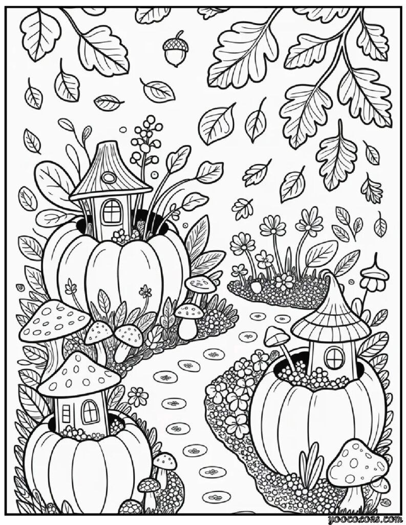 Adult Coloring Pages Fall: Relax, Create, and Celebrate Autumn 16 adult coloring pages fall Cozy Fantasy Fall Fairy Garden.webp pdf