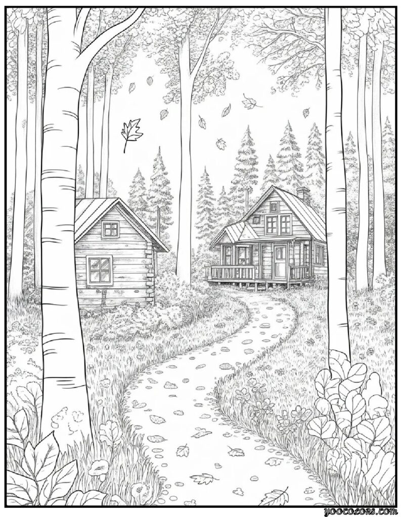 Adult Coloring Pages Fall: Relax, Create, and Celebrate Autumn 18 adult coloring pages fall Cozy Forest Walk in Fall 3.webp 1 pdf