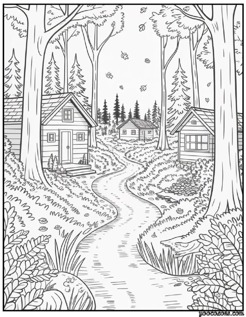 Adult Coloring Pages Fall: Relax, Create, and Celebrate Autumn 17 adult coloring pages fall Cozy Forest Walk in Fall 3.webp pdf