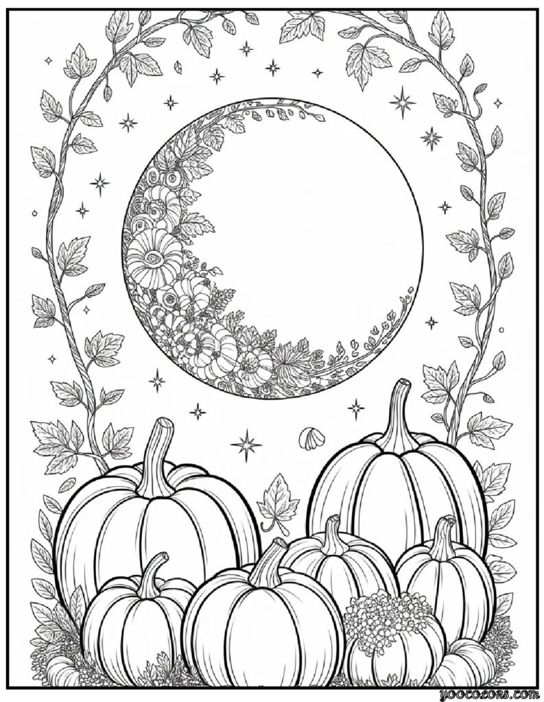 Adult Coloring Pages Fall: Relax, Create, and Celebrate Autumn 20 adult coloring pages fall Cozy Harvest Moon Magic 2.webp 2 pdf