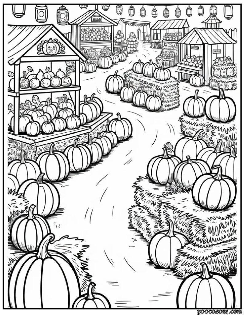 Adult Coloring Pages Fall: Relax, Create, and Celebrate Autumn 24 adult coloring pages fall Cozy Pumpkin Patch Festival.webp 1 pdf