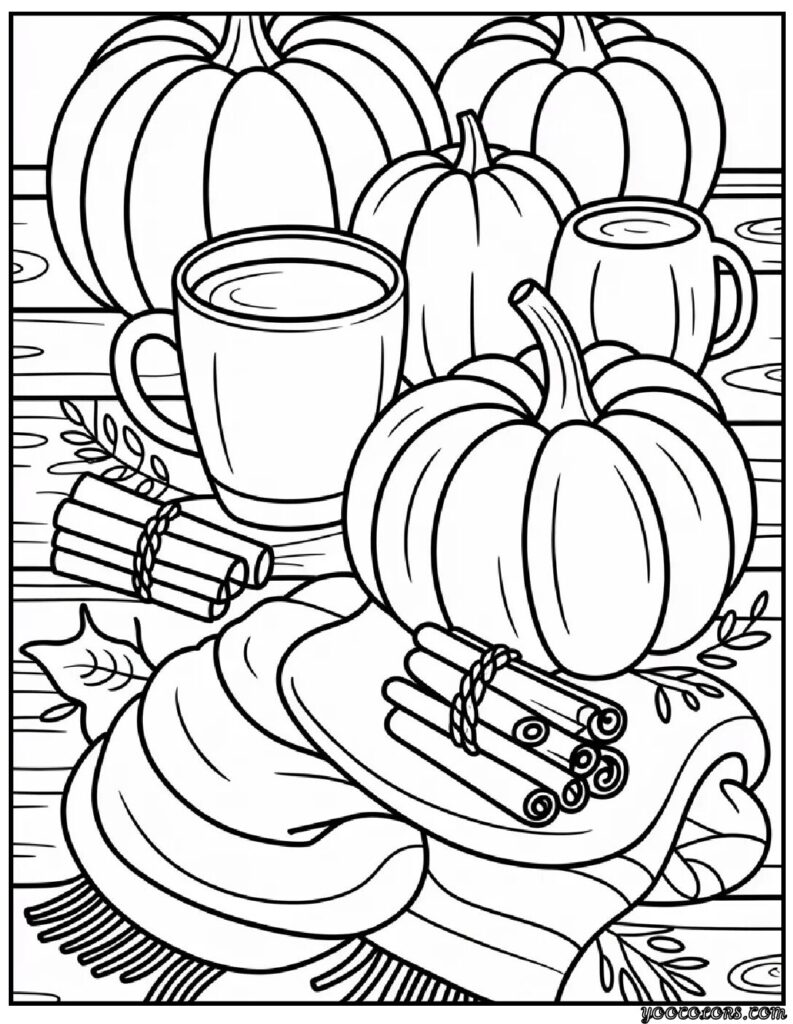 Adult Coloring Pages Fall: Relax, Create, and Celebrate Autumn 25 adult coloring pages fall Cozy Pumpkin Spice Still Life.webp pdf