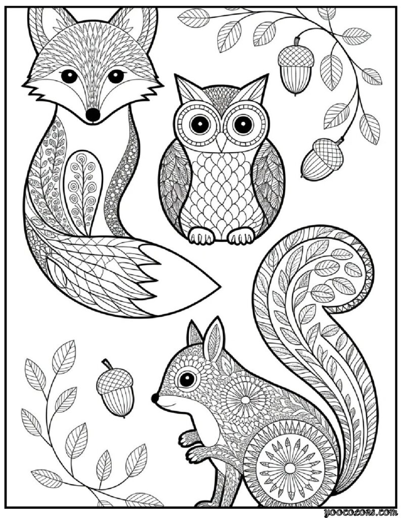 Adult Coloring Pages Fall: Relax, Create, and Celebrate Autumn 5 adult coloring pages fallCozy Autumn Animal Mandalas.webp pdf