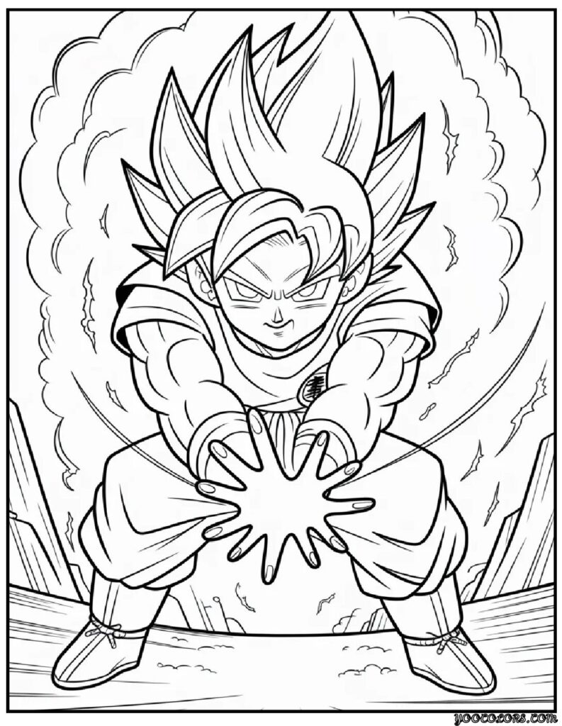 anime coloring pages Dragon Ball Z Kamehameha.webp pdf