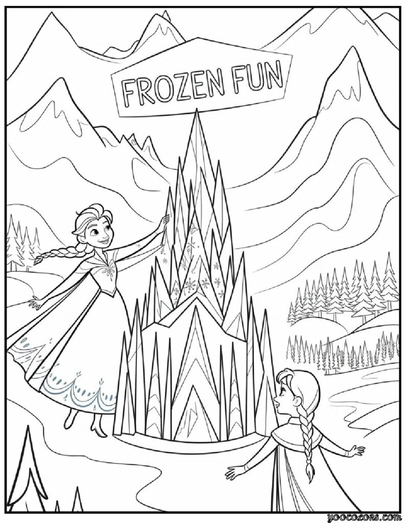anime coloring pages Frozen Elsa Ice Castle.webp 1 pdf