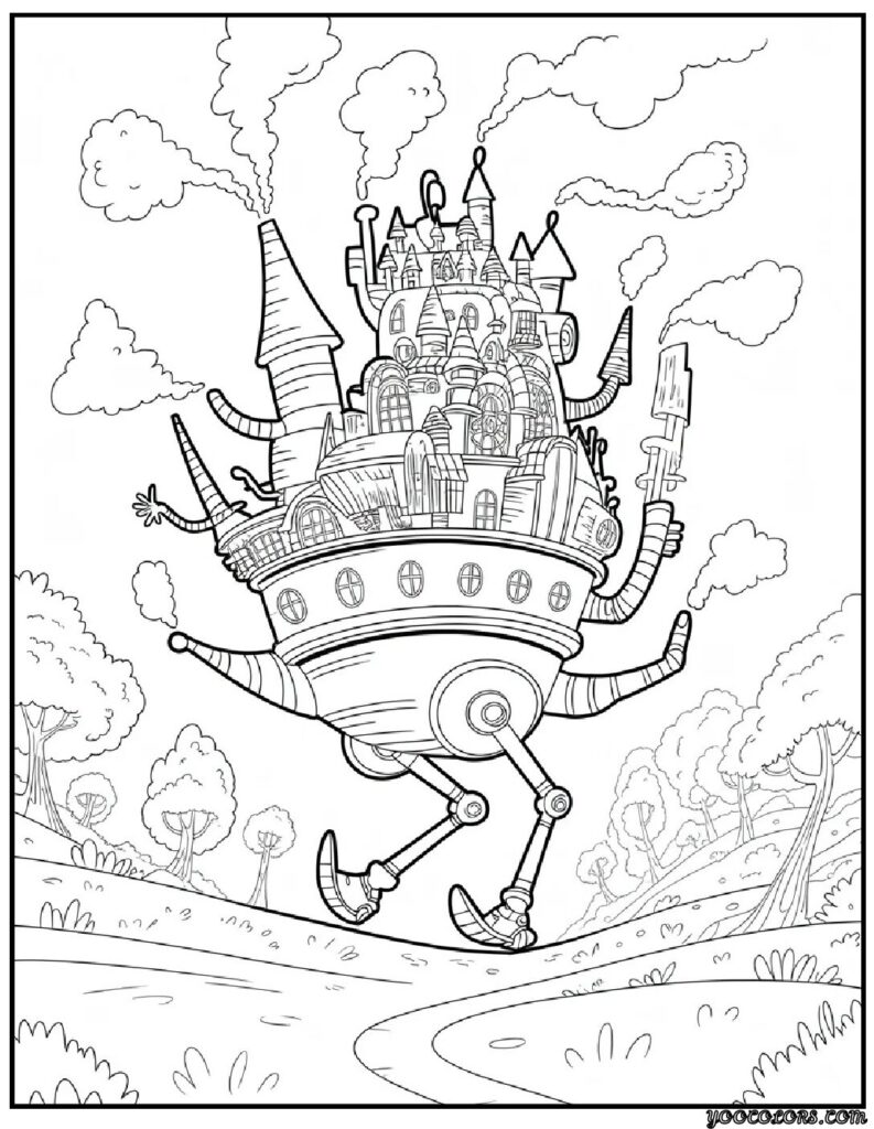 anime coloring pages Howls Moving Castle Walking.webp pdf