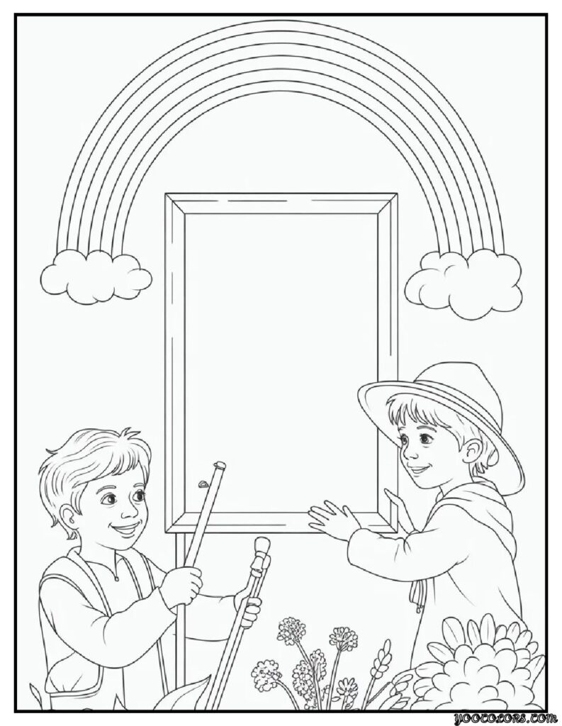 Free Printable Bible Coloring Pages PDF for Kids & Adults 16 bible coloring pages noahs rainbow frame.webp pdf