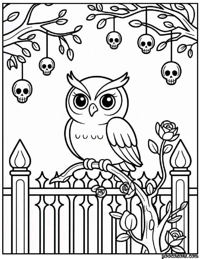 Chibi Gothic Coloring Pages – Cute, Romantic & Dark Fantasy Fun 7 chibi gothic coloring pages Chibi Gothic Owl.webp pdf