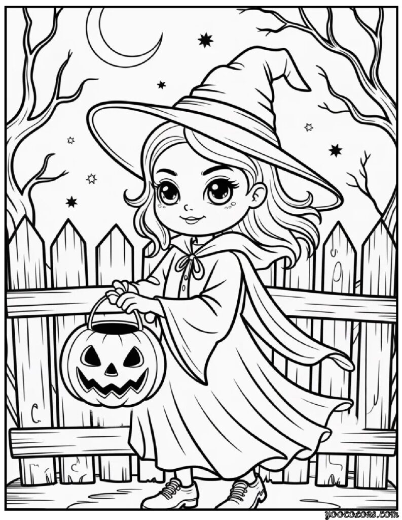 Chibi Gothic Coloring Pages – Cute, Romantic & Dark Fantasy Fun 12 chibi gothic coloring pages Chibi Witch with Pumpkin Lantern.webp pdf