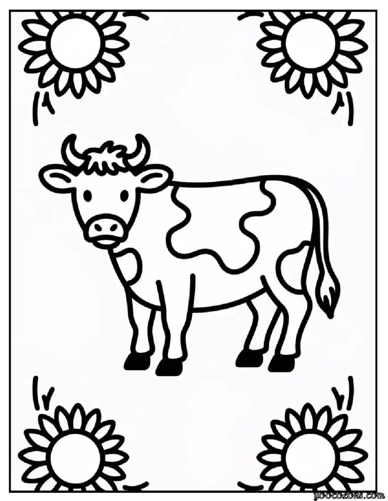 Cow Coloring Pages: Free Printable PDFs for Kids, Teachers & Adults 10 cow coloring page farmhouse sunflower border cow pdf