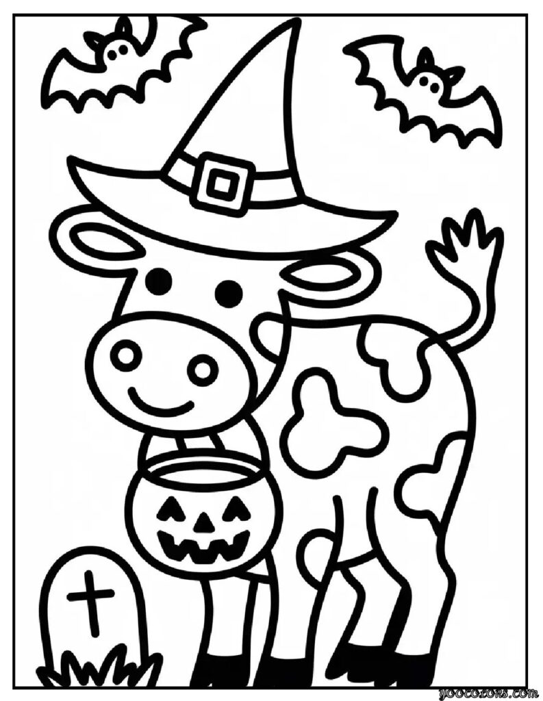 Cow Coloring Pages: Free Printable PDFs for Kids, Teachers & Adults 6 cow coloring page halloween cow witch hat pdf