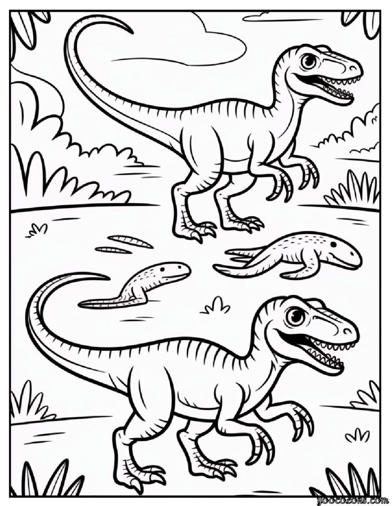 Dinosaur Coloring Pages Velociraptor – Free & Printable Fun 5 dinosaur coloring pages velociraptor Velociraptor Hunting Scene.png pdf