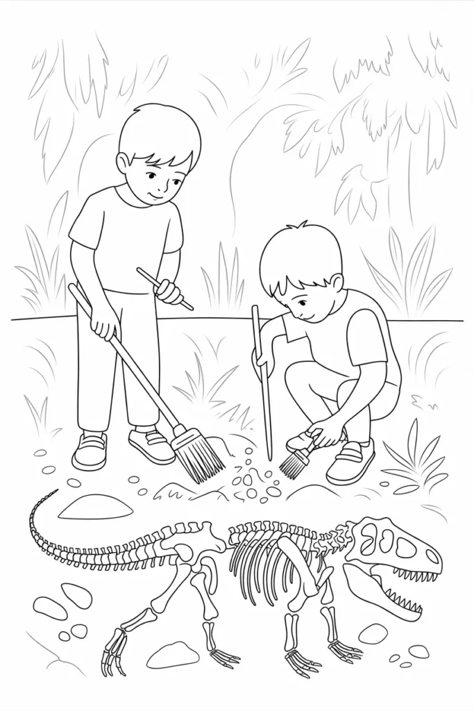 Dinosaur Skeleton Coloring Pages – Fun Fossil Printables for Kids 2 dinosaur skeleton coloring pages
