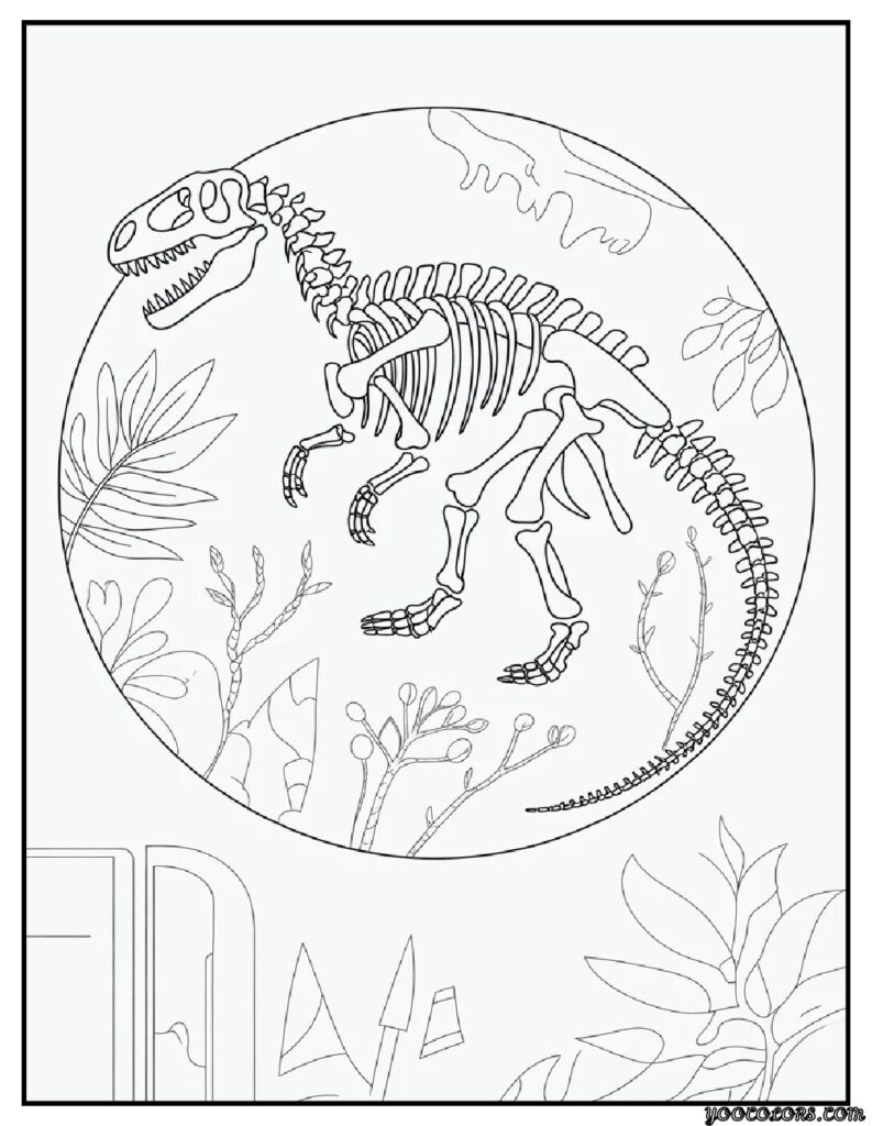 Dinosaur Skeleton Coloring Pages – Fun Fossil Printables for Kids 5 dinosaur skeleton coloring pages Dinosaur Skeleton Mandala.webp pdf