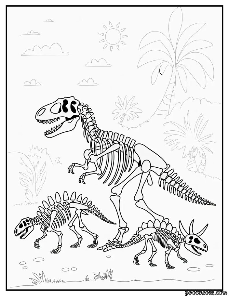 Dinosaur Skeleton Coloring Pages – Fun Fossil Printables for Kids 6 dinosaur skeleton coloring pages Dinosaur Skeleton Parade pdf