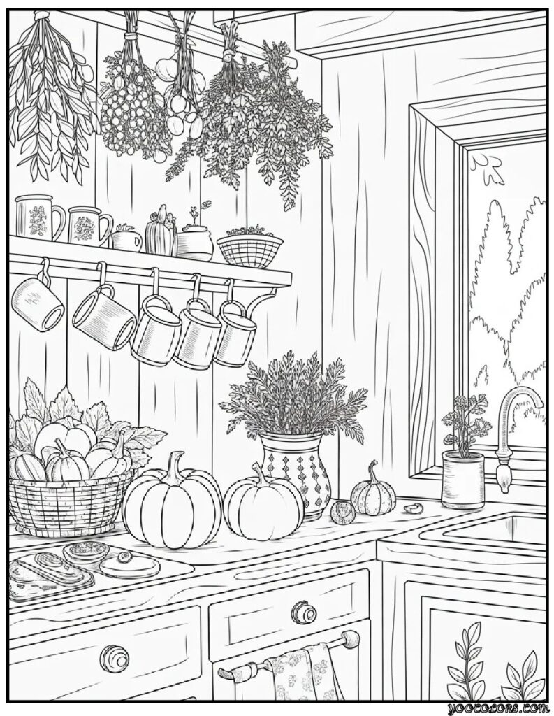 Fall Interior Adult Coloring Pages – Cozy, Printable & Beautiful Designs 6 fall interrior coloring pages harvest pantry scene 2.webp pdf