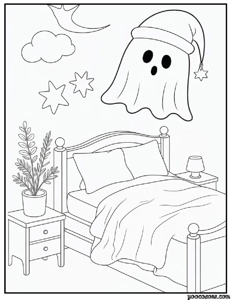 Ghost Coloring Pages: Spooky, Cute & Fun Printables for Everyone 20 ghost coloring pages Kawaii Easy Ages 3–7 bedtime boo.webp pdf