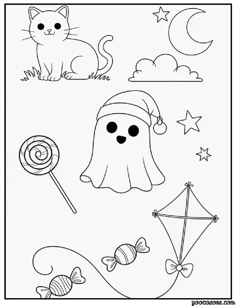 Ghost Coloring Pages: Spooky, Cute & Fun Printables for Everyone 8 ghost coloring pages Kawaii Easy Ages 3–7 halloween coloring pages ghost.webp 1 pdf