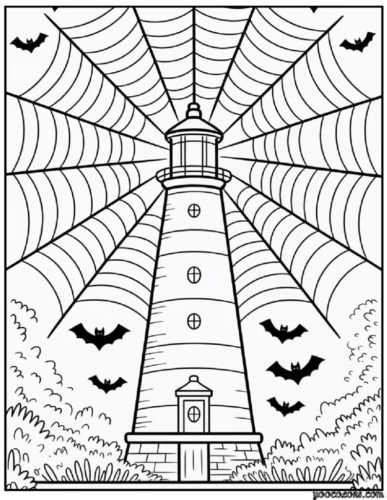 Halloween Coloring Pages Scary – Free Printables & Spooky Fun 8 halloween coloring pages scary Spider Lighthouse.webp pdf