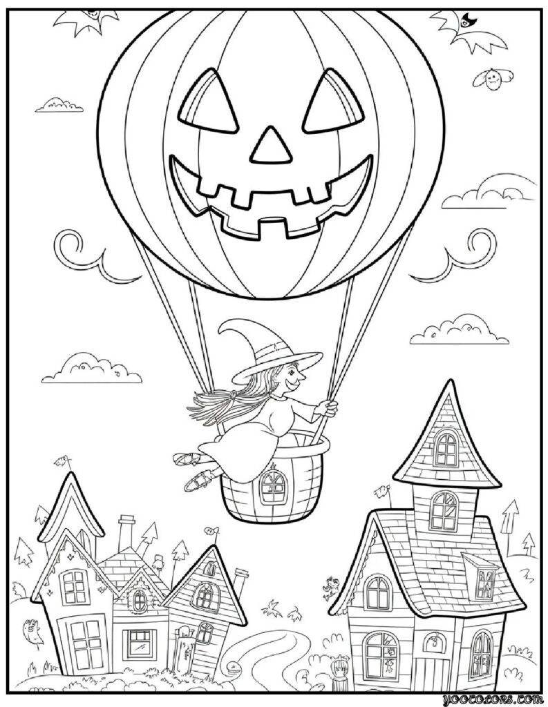Halloween Coloring Pages Witches – Free Printables & Scary Fun 9 halloween coloring pages witches Witch in a Pumpkin Balloon –.webp pdf