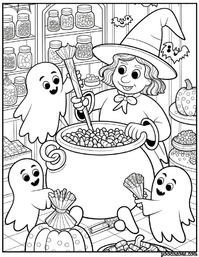Halloween Coloring Pages Witches – Free Printables & Scary Fun 3 halloween coloring pages witches Witchs Potion Market.webp pdf