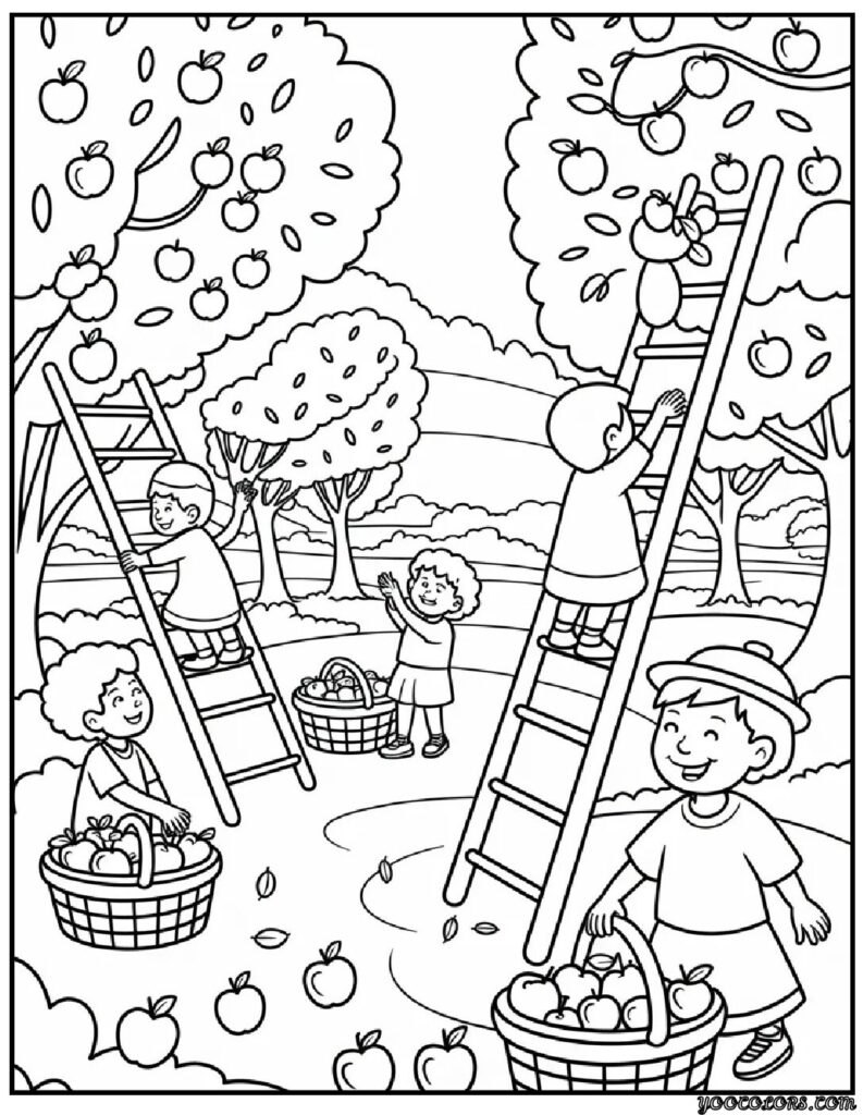 Happy Fall Coloring Pages – Free, Printable & Fun for the Season 13 happy fall coloring pages Apple Orchard Fun.webp pdf