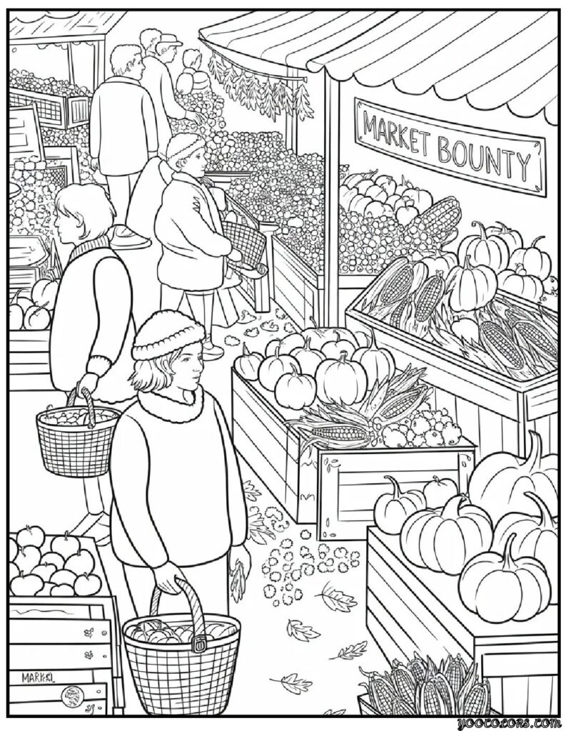 Happy Fall Coloring Pages – Free, Printable & Fun for the Season 10 happy fall coloring pages Farmers Market Visit.webp pdf