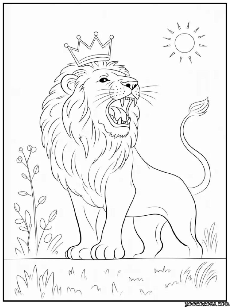Lion Coloring Pages: Free Printables for Kids & Adults 5 lion coloring pages roaring lion with crown stylized lion.webp pdf