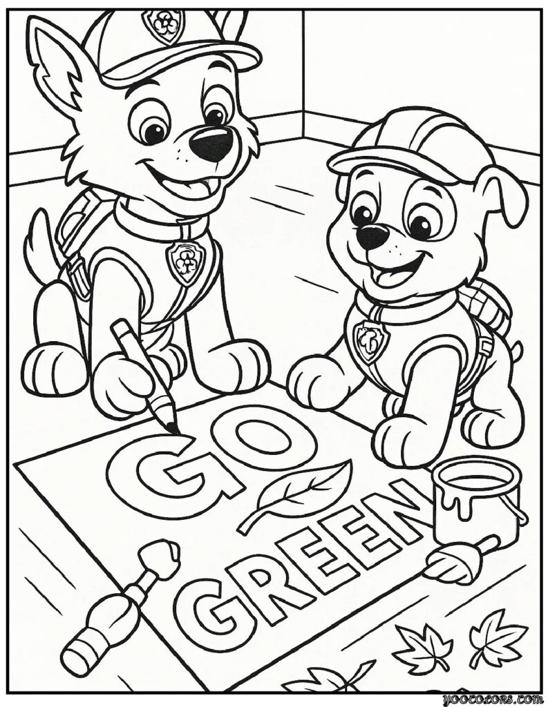 Paw Patrol Coloring Pages Rocky – Free Printables for Eco-Friendly Fun 6 paw patrol coloring pages rocky Rocky coloring a Go Green.webp pdf