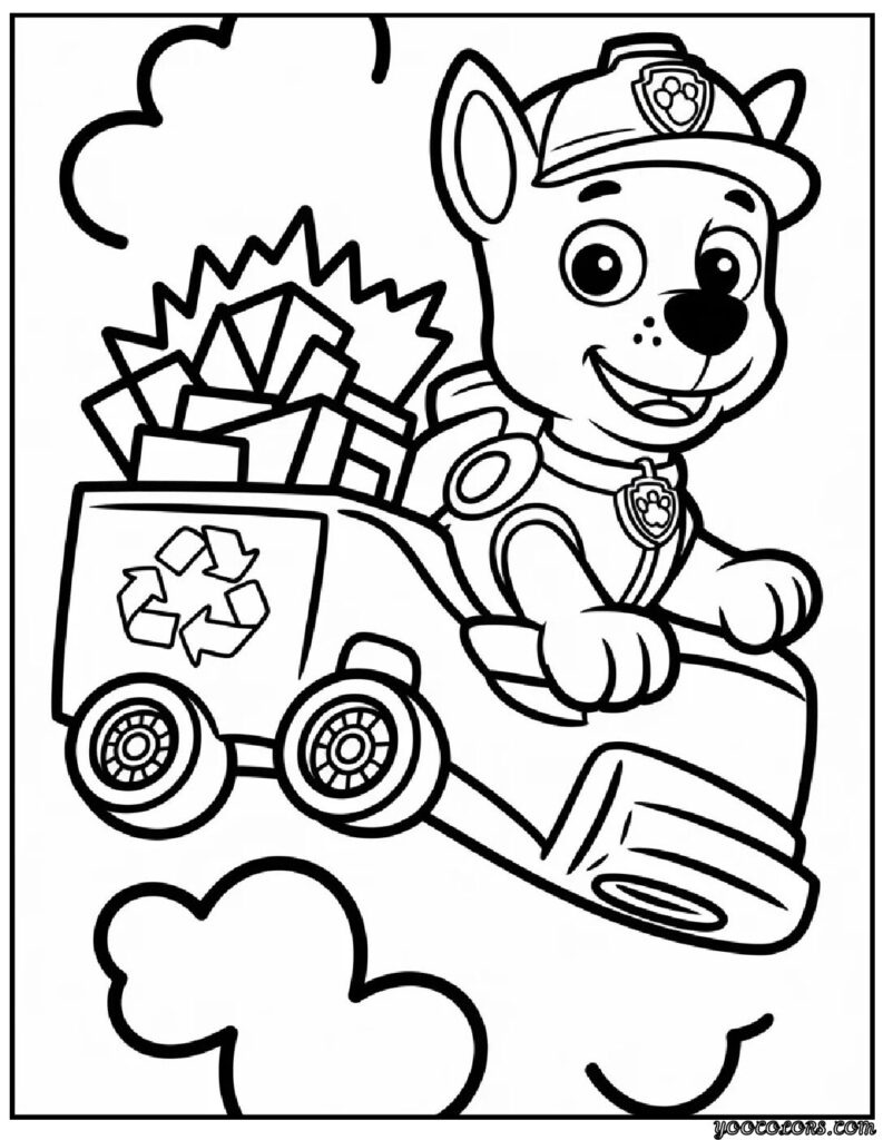 Paw Patrol Coloring Pages Rocky – Free Printables for Eco-Friendly Fun 9 paw patrol coloring pages rocky Rocky riding in his green recycling truck.webp pdf