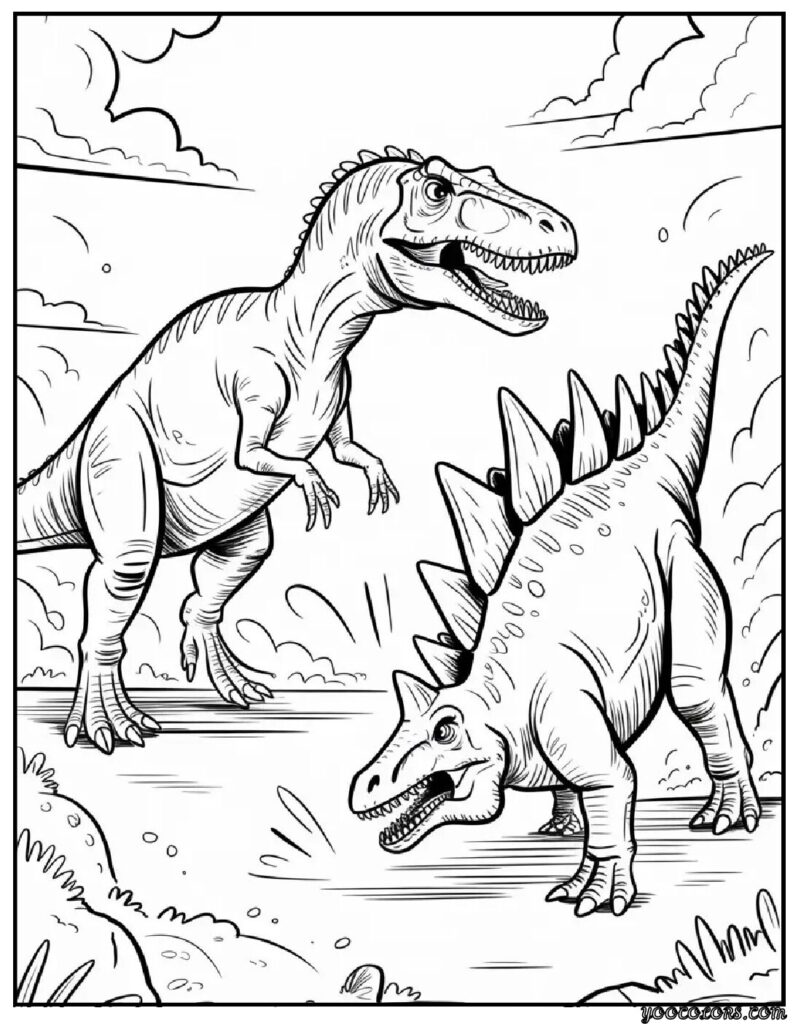 Real Dinosaur Coloring Pages – Free & Realistic Printables 6 real dinosaur coloring pages Allosaurus vs Stegosaurus.webp pdf