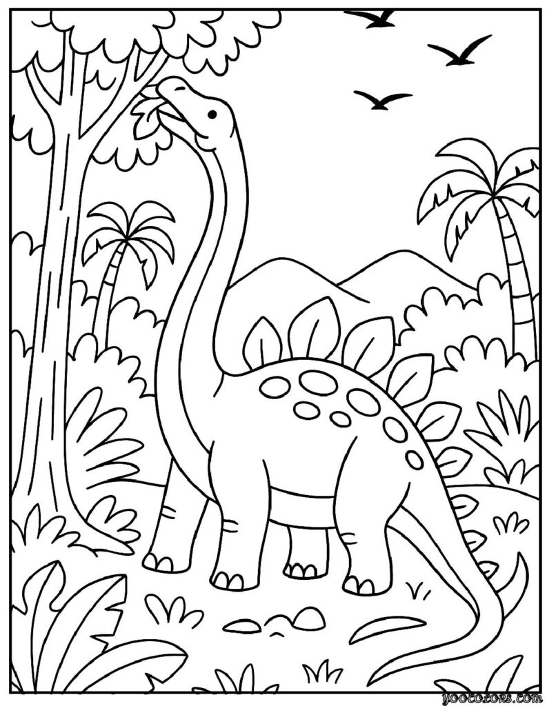 Real Dinosaur Coloring Pages – Free & Realistic Printables 9 real dinosaur coloring pages Brachiosaurus Tree Feeding.webp pdf
